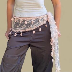 Sheer Floral Lace Embroidered Scarf Belt Wrap Fairy Ballet Festival
